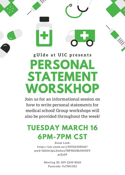 Background color is white with a green color scheme on the symbols. There are medical related symbols on the top border of the flyer that are colored green and gray. The event title and time is in green and the information is in black.