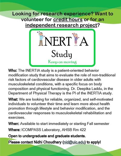 INERTIA Study Logo with older adults representing the two I's in 'INERTIA' background color is green