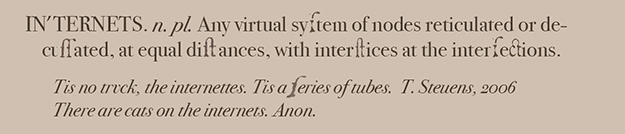 Dr Johnson defines internets