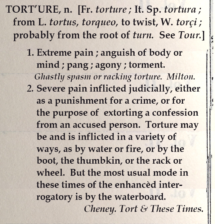 Noah Webster updates his definition of torture for 2014
