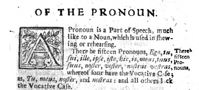 The Pronoun, from William Lily's Latin Grammar, 1542