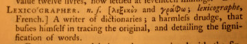 Johnson's definition of lexicographer: 