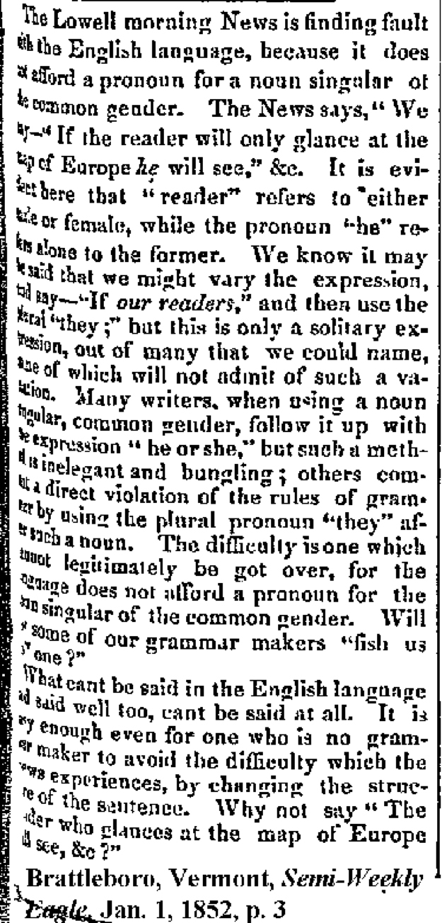 The Gender Neutral Pronoun After 150 Years Still An Epic