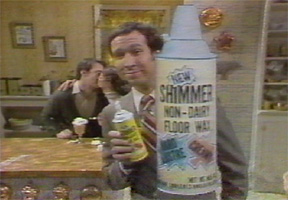 shimmer Screen grab from Saturday Night Live skit for Shimmer, a floor wax and a dessert topping