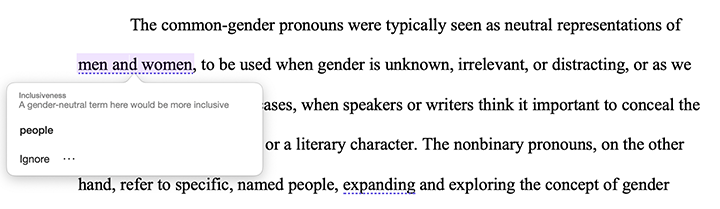 Word corrects my use of masculine and feminine pronouns in a discussion of masculine and feminine pronouns
