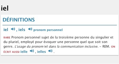Definition of iel in Le Petit Robert online