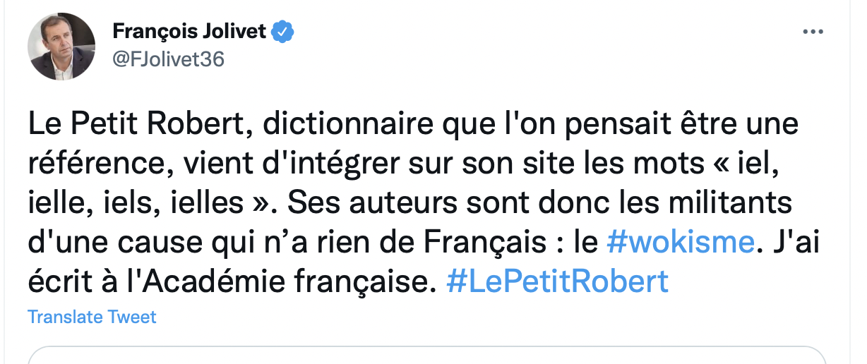 Francois Jolivet tweets about iel