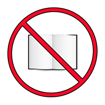 No Reading: Barred Circle with an open book inside