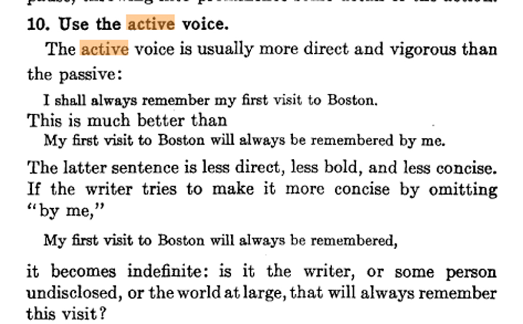 Strunk on the Active Voice