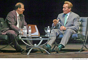 arnold Gov. Schwarzenegger at the Hispanic journalists meeting