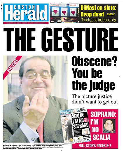 scalia Justice Scalia makes an obscene gesture