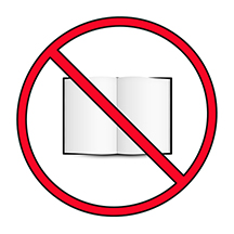 noreading.jpg No reading: an open book inside a barred red circle