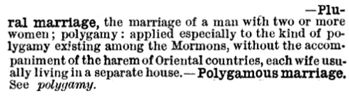 centurypluralmarriage Century Dictionary defines plural marriage
