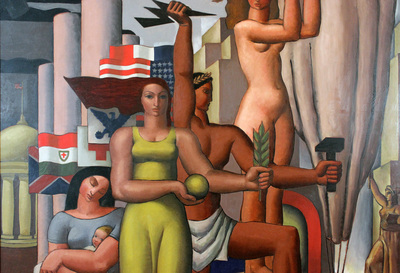 Edwin Boyd Johnson. Mural Painting (detail), 1934. Oil on canvas. Allocated by the U.S. Government, commissioned through the New Deal art projects, 1934-2-22. © Edwin Boyd Johnson