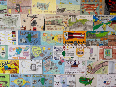 children's drawings displayed at the Illinois Coal Museum