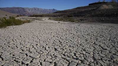 cracked earth in the Lake Mead Recreation Area near Boulder City, Nev. AP photo by John Locher