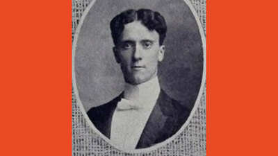 Robert Clayton "Red" Matthews served as the University of Illinois' first cheerleader from 1899 to 1900. Image of Matthews from the 1902 Illlio yearbook