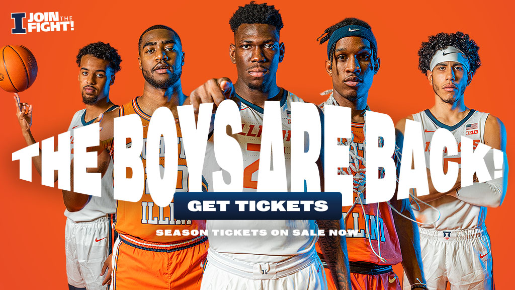 five returning players to the Illini squad, graphic text "The Boys are Back"