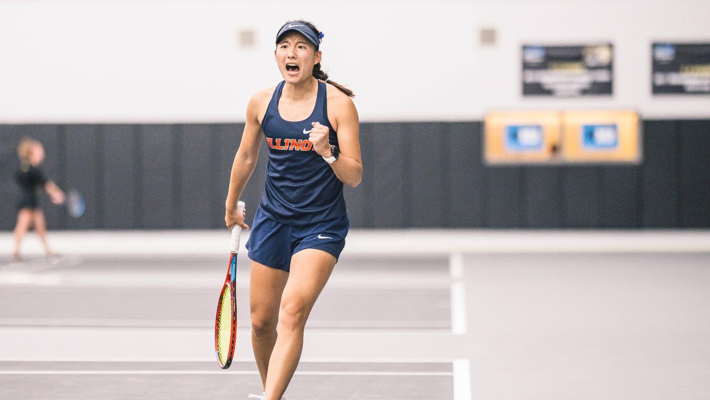 Ashley Yeah reacts after winning a point
