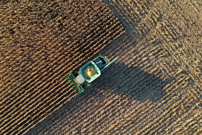 U.S. cropland values hit a record this year, and prices for new and used farm equipment have soared. Harvest photo by BING GUAN/REUTERS