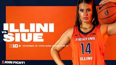 Forward/center Geovana Lopes featured in a graphic promoting the U of I game against SIUE on Thursday night