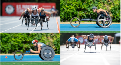 compsite of four images of Illini athletes competing
