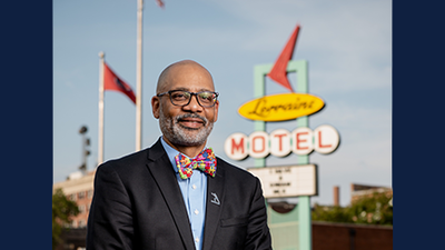 Russell Wigginton stands for a picture at the Lorraine Motel