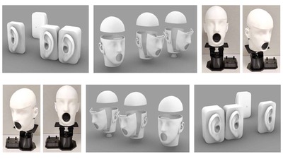 Talking robot heads and their 3D-printed components. Image credits: Augmented Listening Laboratory at the University of Illinois Urbana-Champaign
