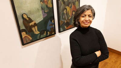 Visiting artist Nasrin Navab curated the exhibition, “Reckless Law, Shameless Order: An Intimate Experience of Incarceration.”  Photo by L. Brian Stauffer