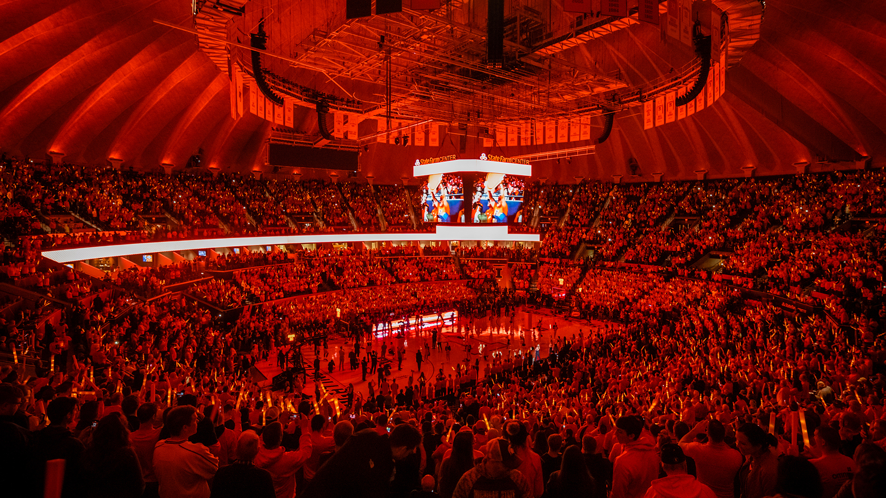 packed State Farm Center with sinopia color treatment