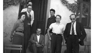The association of collaborators of Nicolas Bourbaki, a collective pseudonym, in France in 1938. An office for the fictitious mathematician appeared in Altgeld Hall in 1955. (Public domain image).