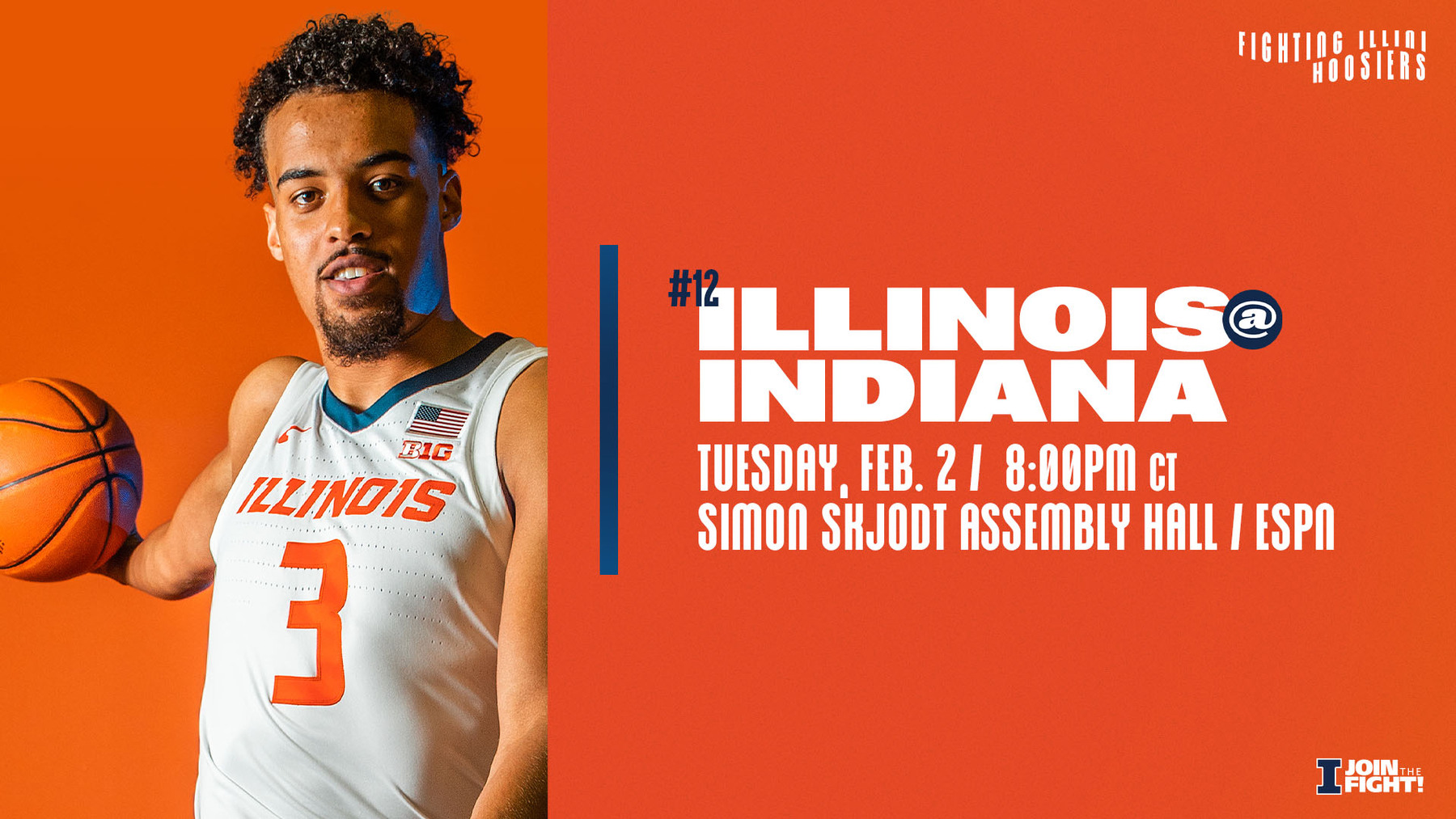 redshirt junior Jacob Grandison featured on the graphic promoting Illinois vs. Indiana matchup