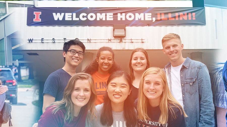 excited students on a previous move-in day