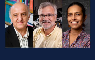 Electrical and computer engineering professor Tamer Başar, materials science and engineering professor David Cahill and physics professor Vidya Madhavan have been elected to the American Academy of Arts and Sciences. Photos by Brian Stauffer