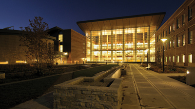 Business Instructional Facility (BIF) at night
