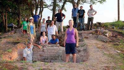 U. of I. field school students at the Pottersville kiln site in 2011.  Credit: Photo by Bridget Lee-Calfas