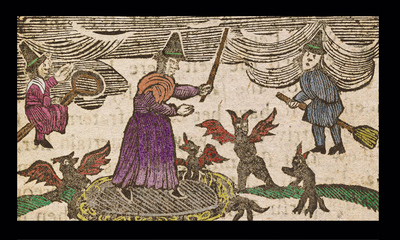 Colored woodcut from “The History of the Lancashire Witches,” ca. 1785.  Courtesy Rare Book and Manuscript Library