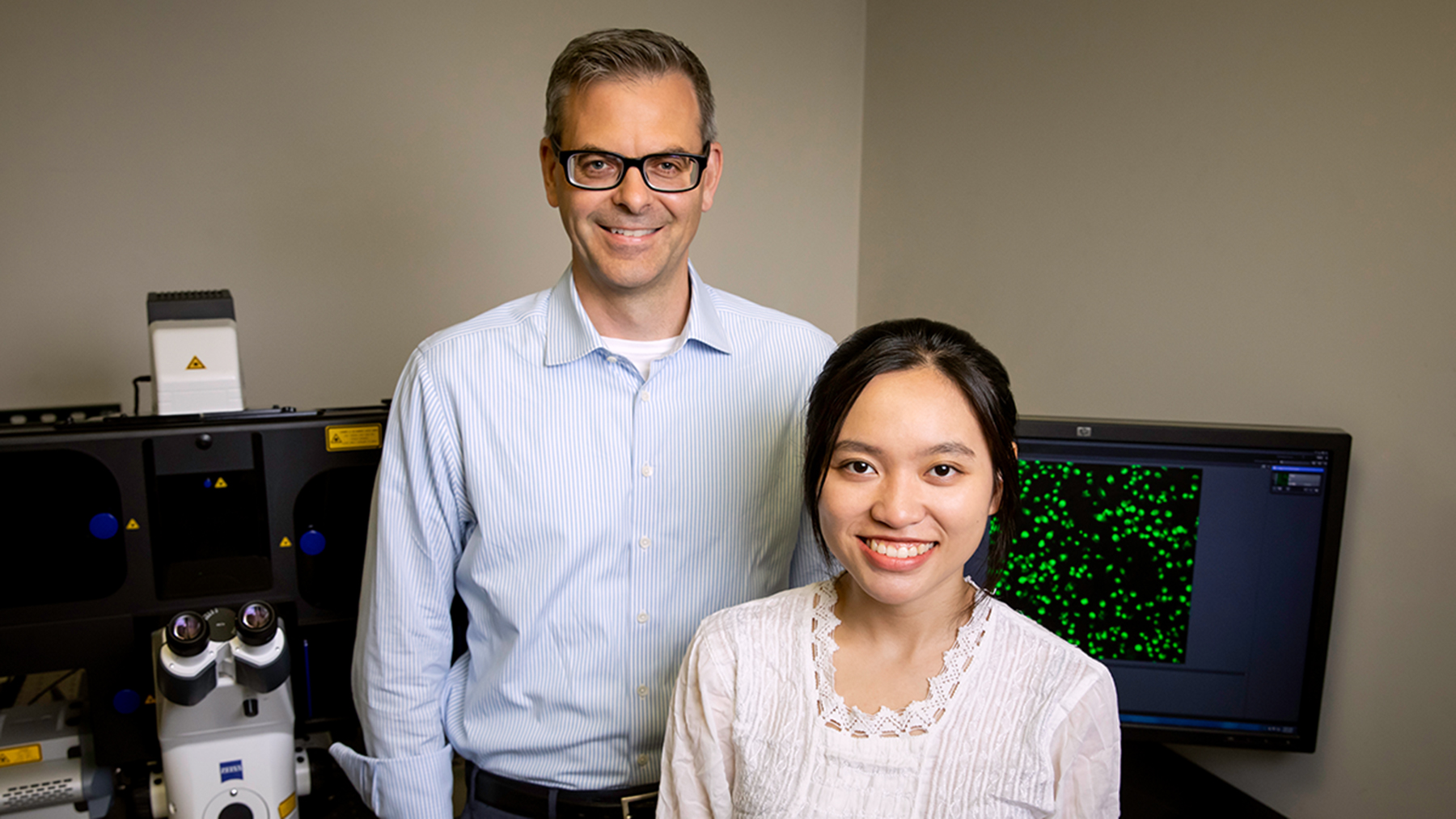 University of Illinois chemistry professor Martin D. Burke and graduate student Stella Ekaputri were part of a team that found a small molecule, hinokitiol, ferries iron out of liver cells lacking the protein that normally does the job and restores hemoglobin and red blood cell production. Photo by Michelle Hassel