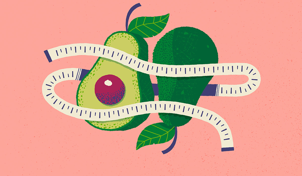 graphic shows avacados wrapped in measuring tape. Graphic by Michael Vincent