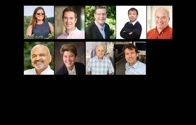 Highly Cited researchers this year at Illinois are: clockwise, from top left, Elizabeth Ainsworth, Brent Roberts, Donald Ort, Atul Jain, Ed Diener, Arend van der Zande, Kaiyu Guan, Jennifer A. Lewis and Axel Hoffmann.