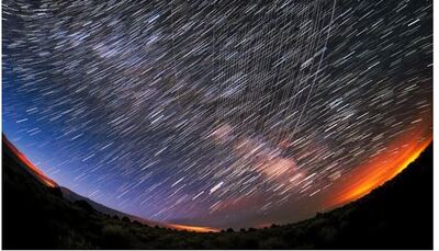 Starlink Satellites pass overhead near Carson National Forest, New Mexico, photographed soon after launch.Credit: M. Lewinsky