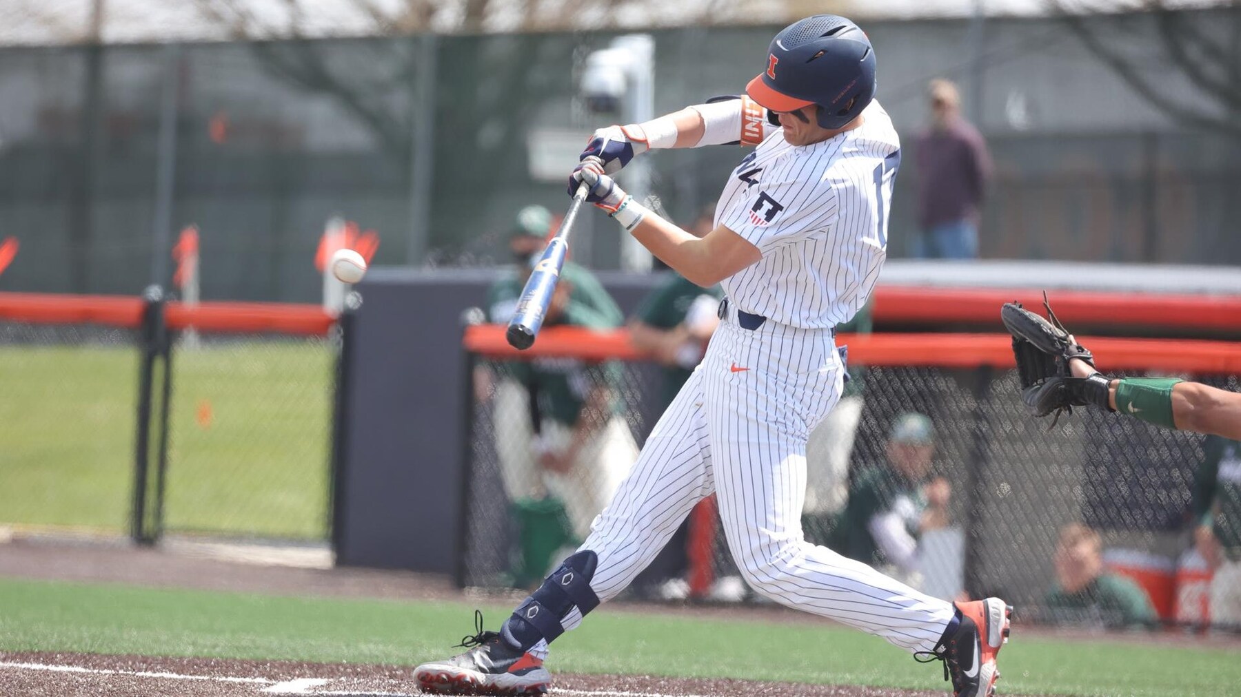Infielder Justin Janas makes contact with a pitch