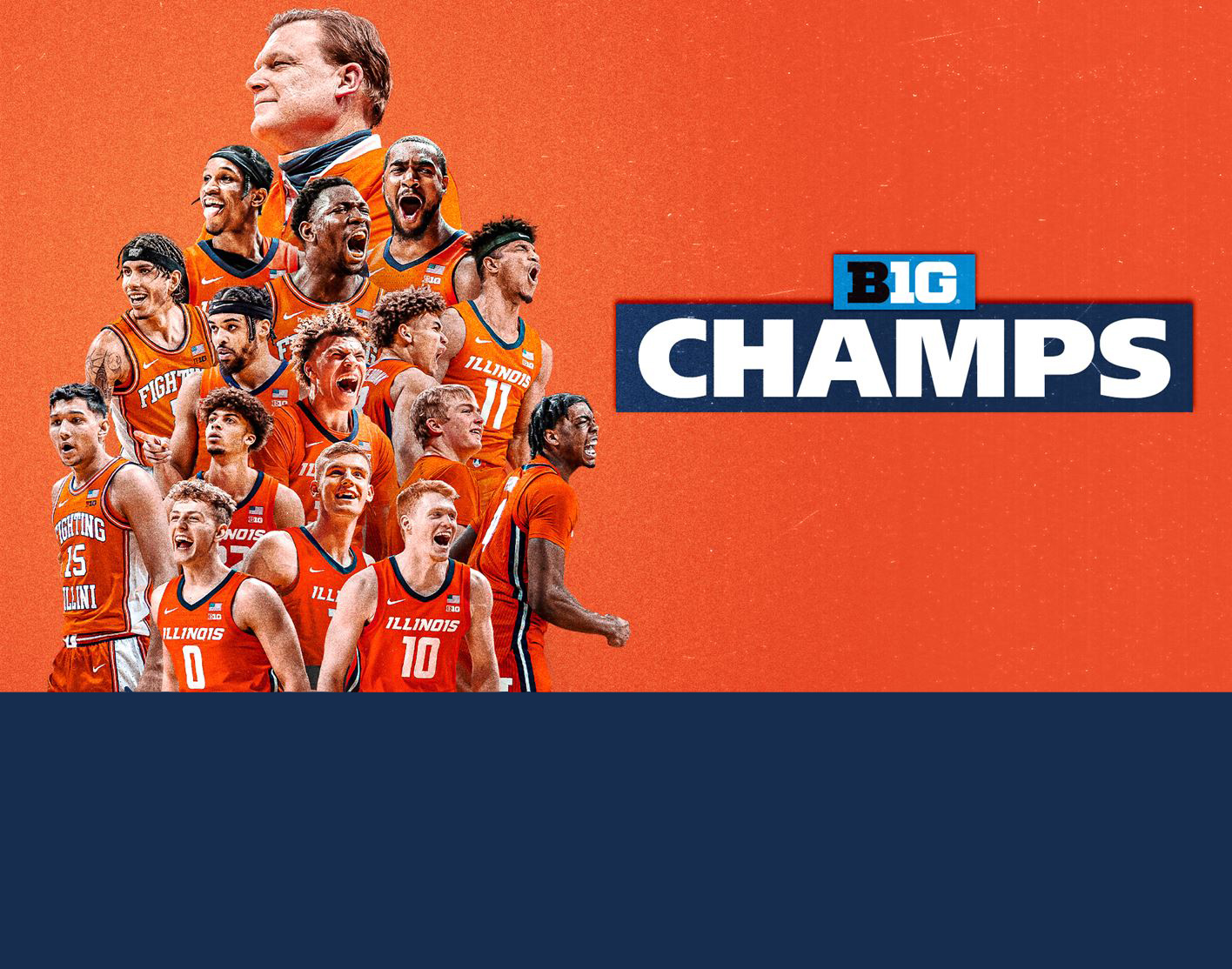 graphic features team members with text, B1G Champs