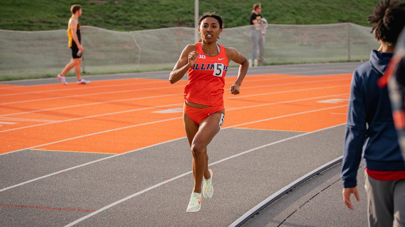 Junior Olivia Howell competes in a track event