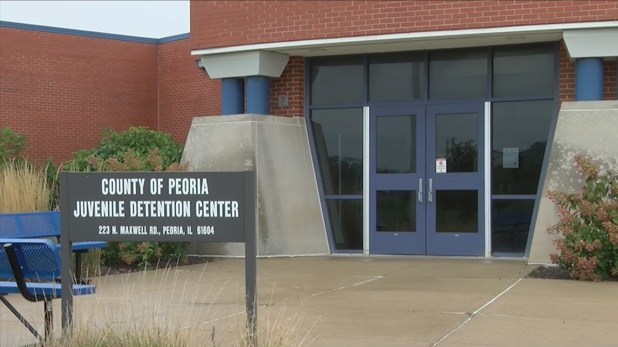 entrance to the Peoria County Jevenile Detention Center. Still image from WMBD-TV video