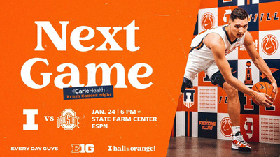 Promotional image of R.J. Melendez featured in graphic promoting the game against Ohio State on 1/24/2023