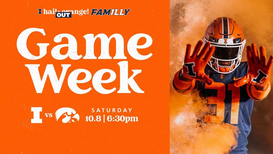 graphic promoting game vs Iowa on October 8, emphasizes 'orange out' request for fans to wear orange