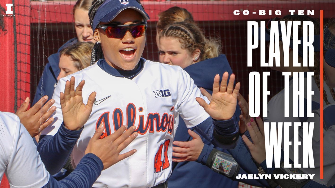 redshirt sophomore Jaelyn Vickery gets 'high-fives' from teammates during a recent Illini Softball game