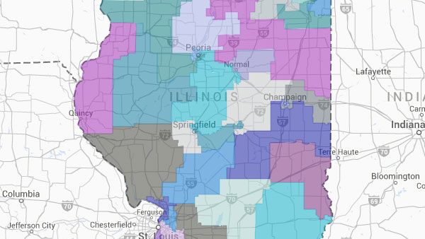 partial map of Illinois legislative districts. Image via Illinois Policy Institute
