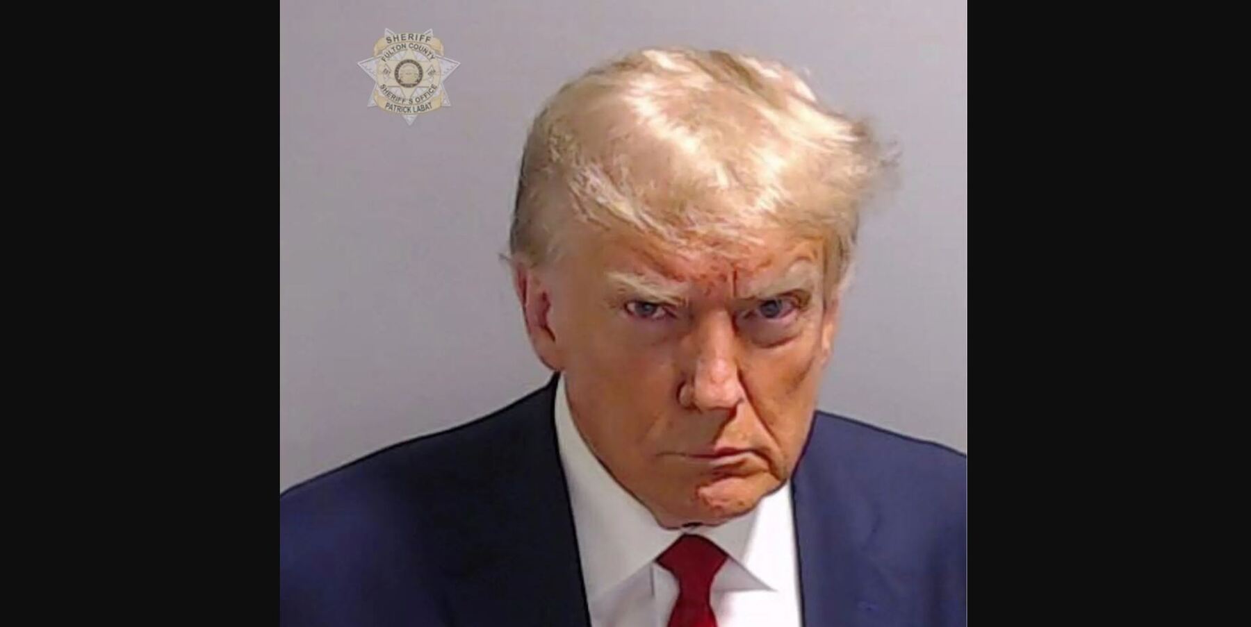 The booking photograph of Donald J. Trump. PHOTOGRAPH: FULTON COUNTY SHERIFF'S OFFICE/GETTY IMAGES
